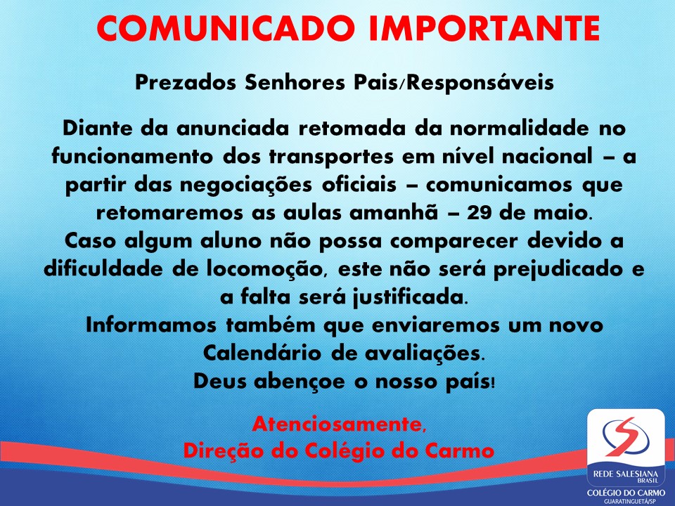 Comunicado: retomada das atividades!
