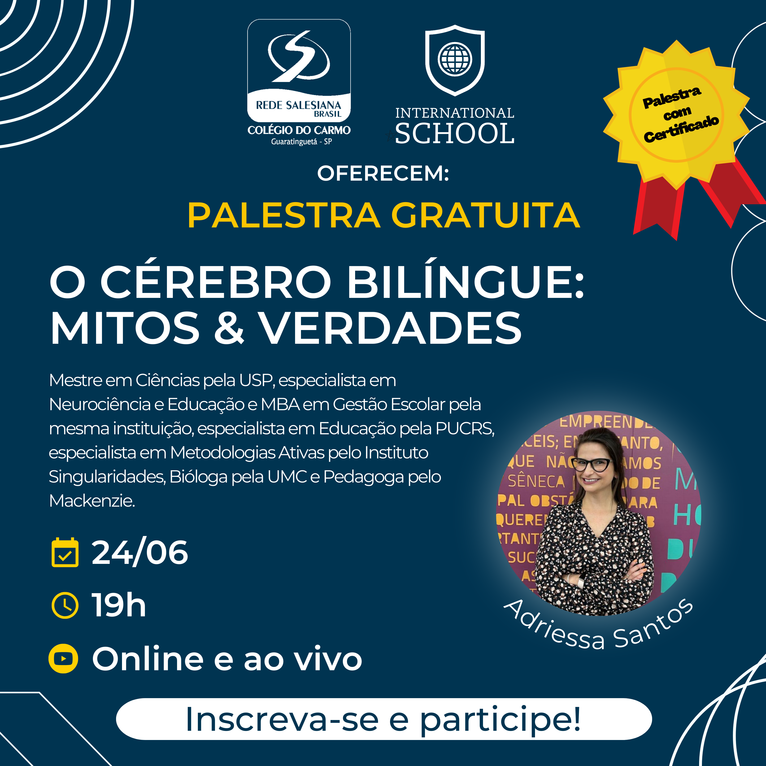 Colégio do Carmo e International School oferecem palestra gratuita sobre Educação Bilíngue online e com Certificado